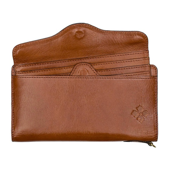 PATRICIA NASH Valentia leather women's clutch wristlet wallet Brown/Tan - Picture 3 of 4